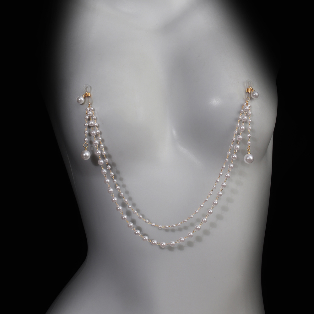 Body Jewelry And Piercing - Imitation Pearl Tassel Chest Chain Bra