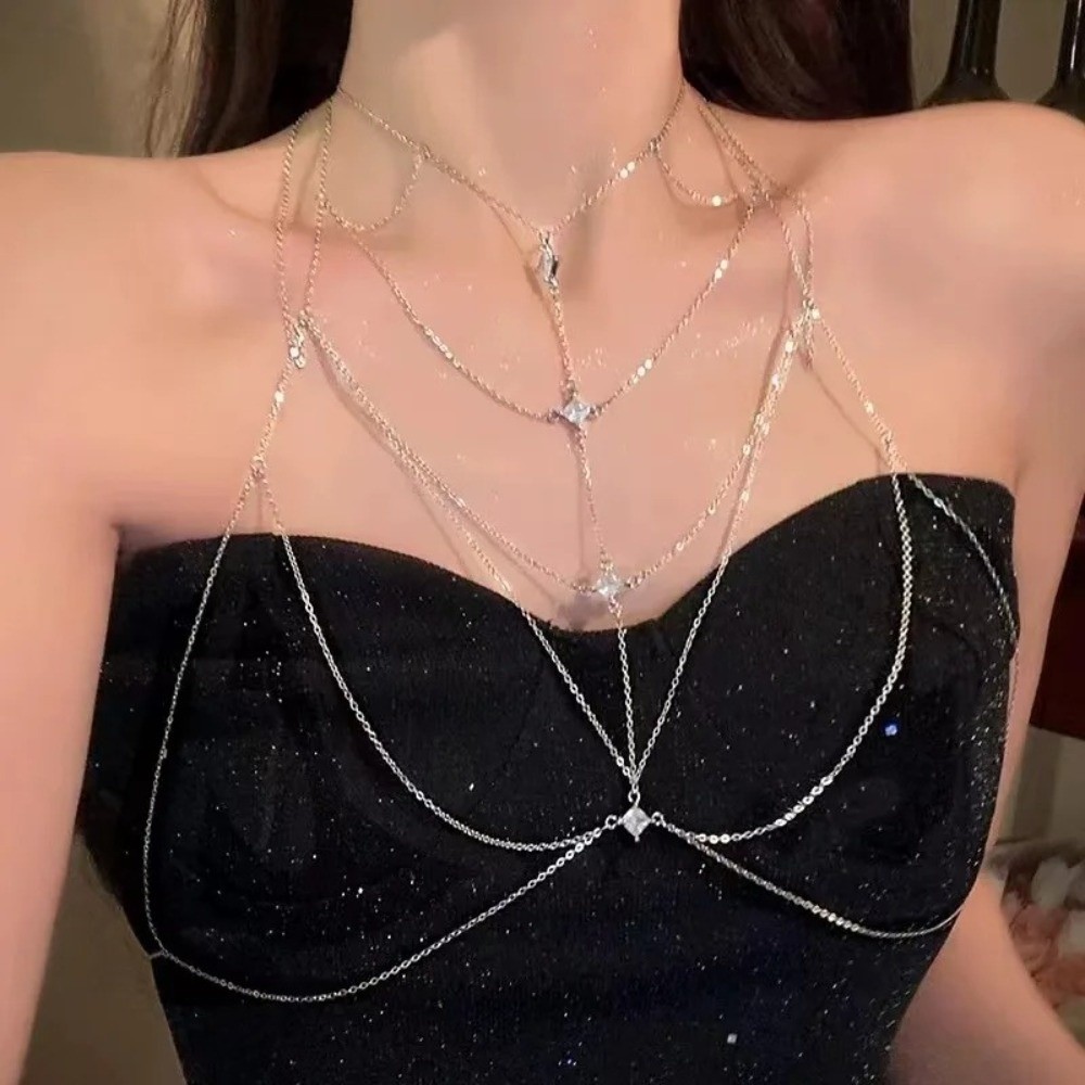 Glitter Rhinestone Bust Chain  - Body Jewelry Trend 评论和价格
