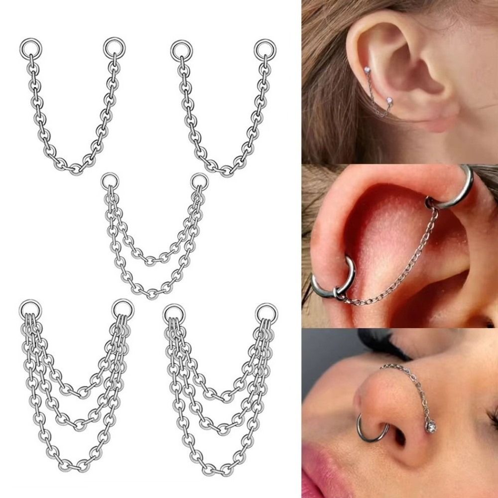 Titanium Nose Chain Three Laye - Body Jewelry Titanium 评论和价格