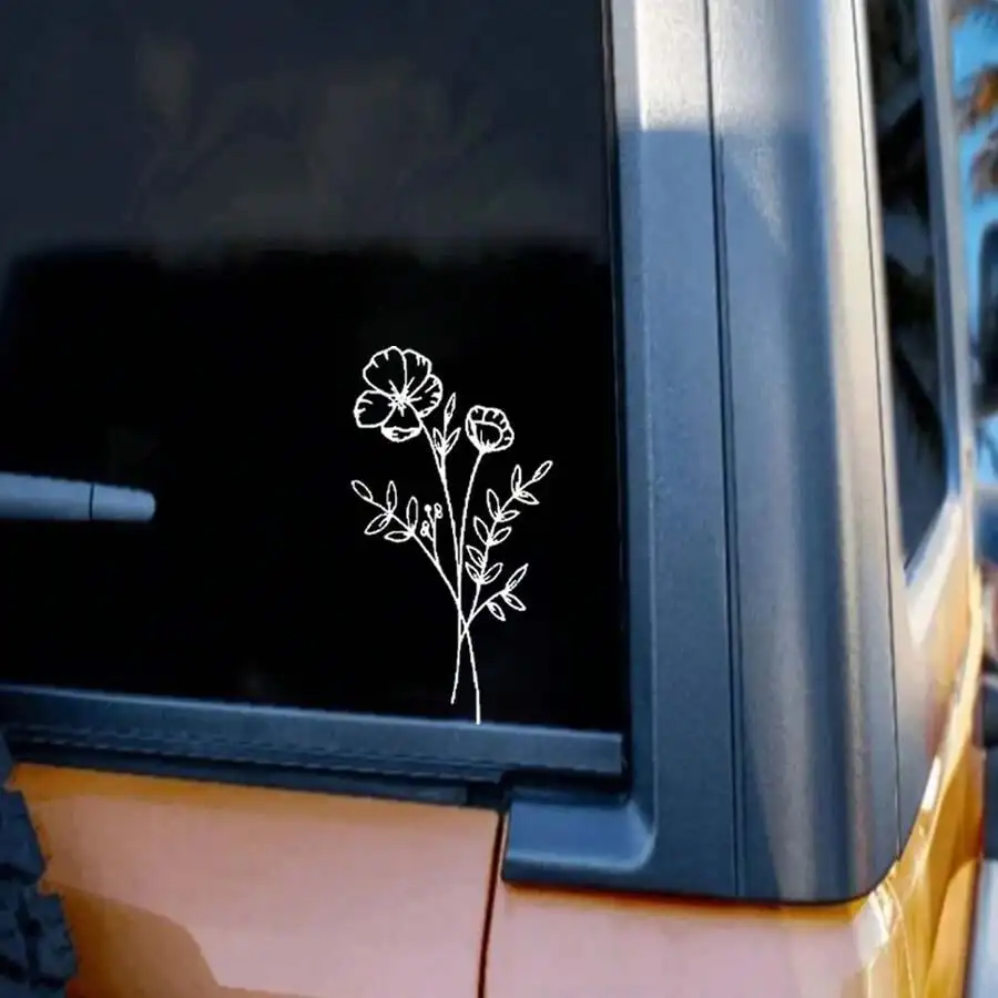 1pc Wild Flower Car Sticker, S - Body Jewelry And Piercing 评论和价格