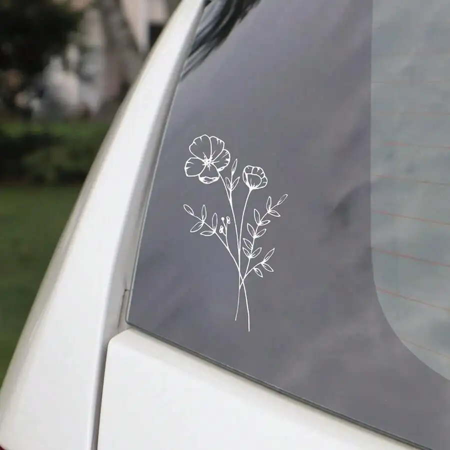 1pc Wild Flower Car Sticker, S - Body Jewelry And Piercing 评论和价格