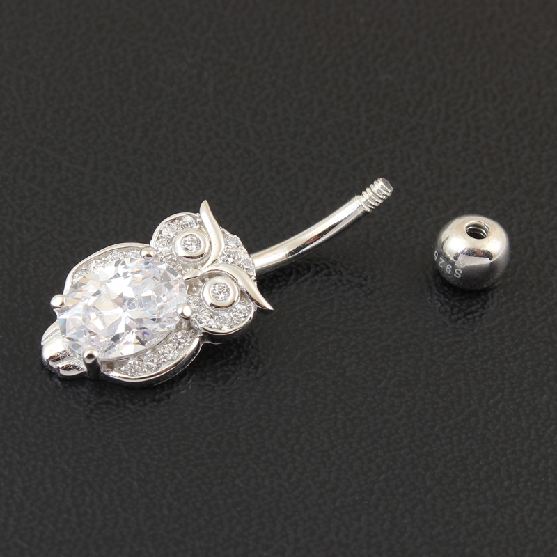 Belly button ring real 925 ste - Body Jewelry Materials 评论和价格