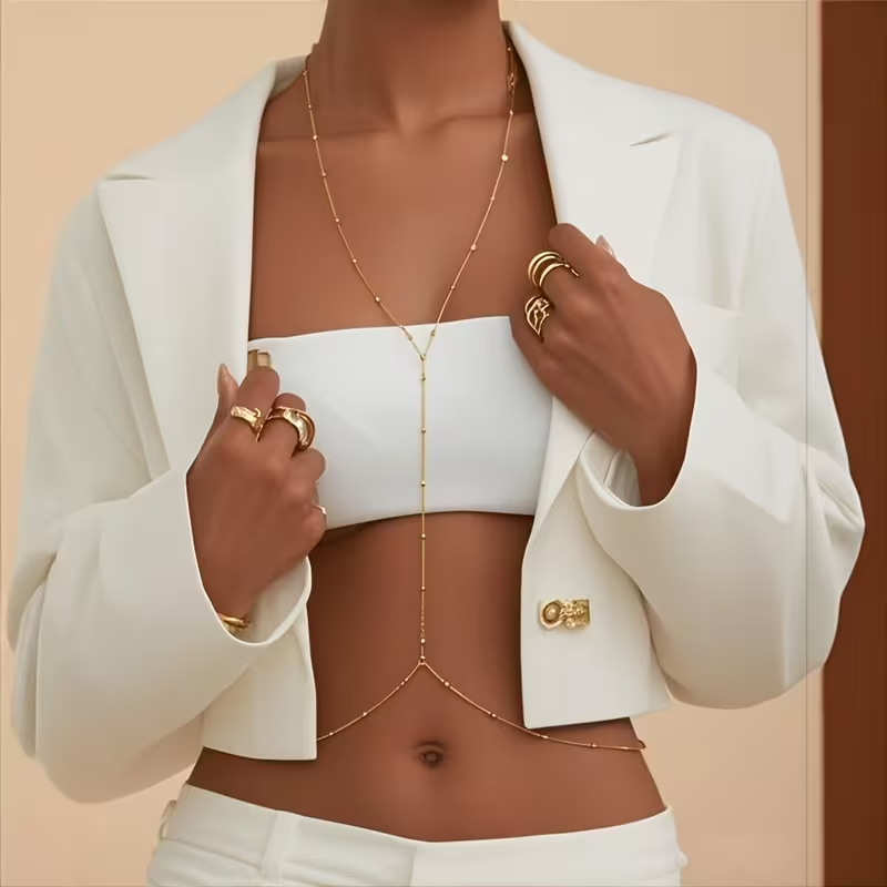 Fashion Simple Bead Chain Bohe - Body Jewelry Bra 评论和价格