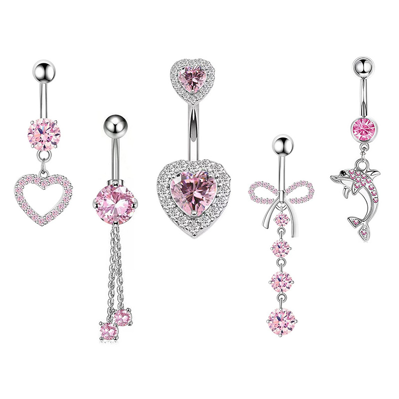 1PCS Pink Crown Belly Button R - Body Jewelry Hoops 评论和价格
