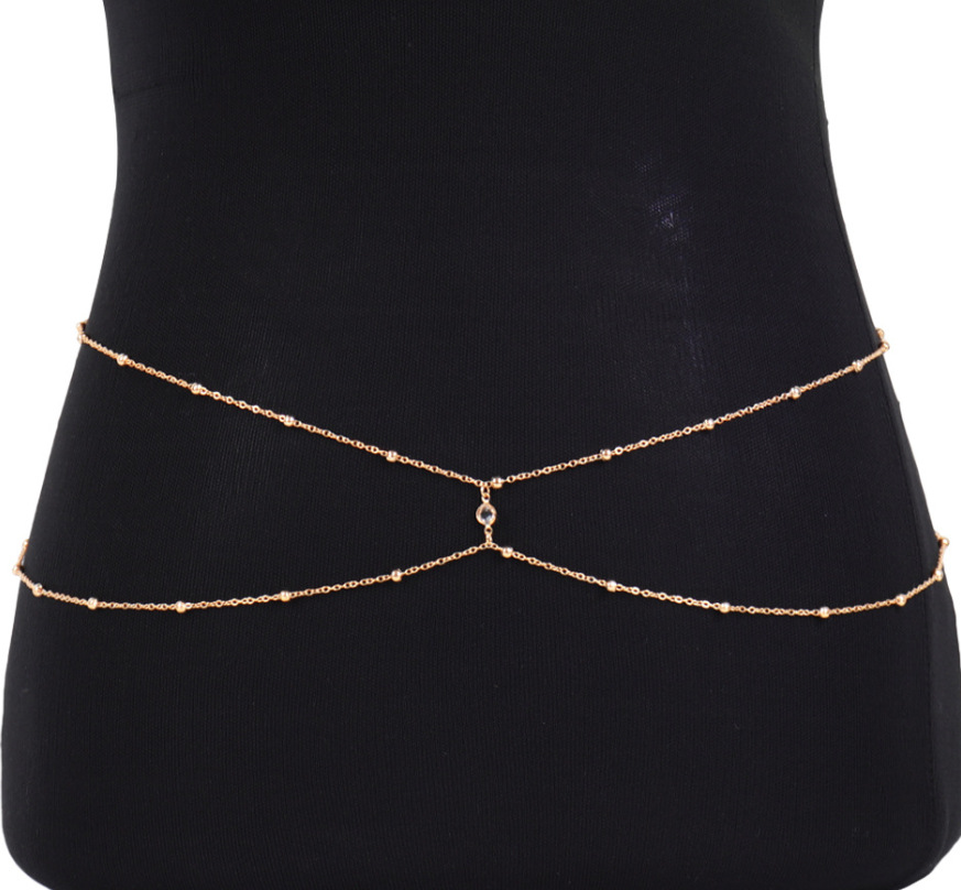 Clear Rhinestone Beaded Belly  - Body Jewelry Chest 评论和价格