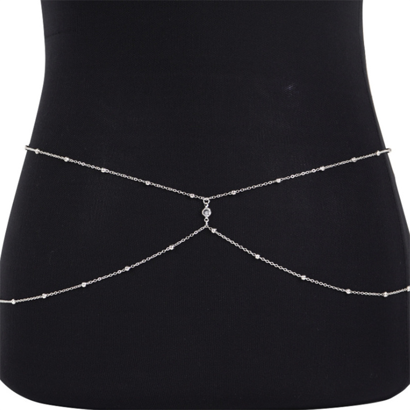 Clear Rhinestone Beaded Belly  - Body Jewelry Chest 评论和价格