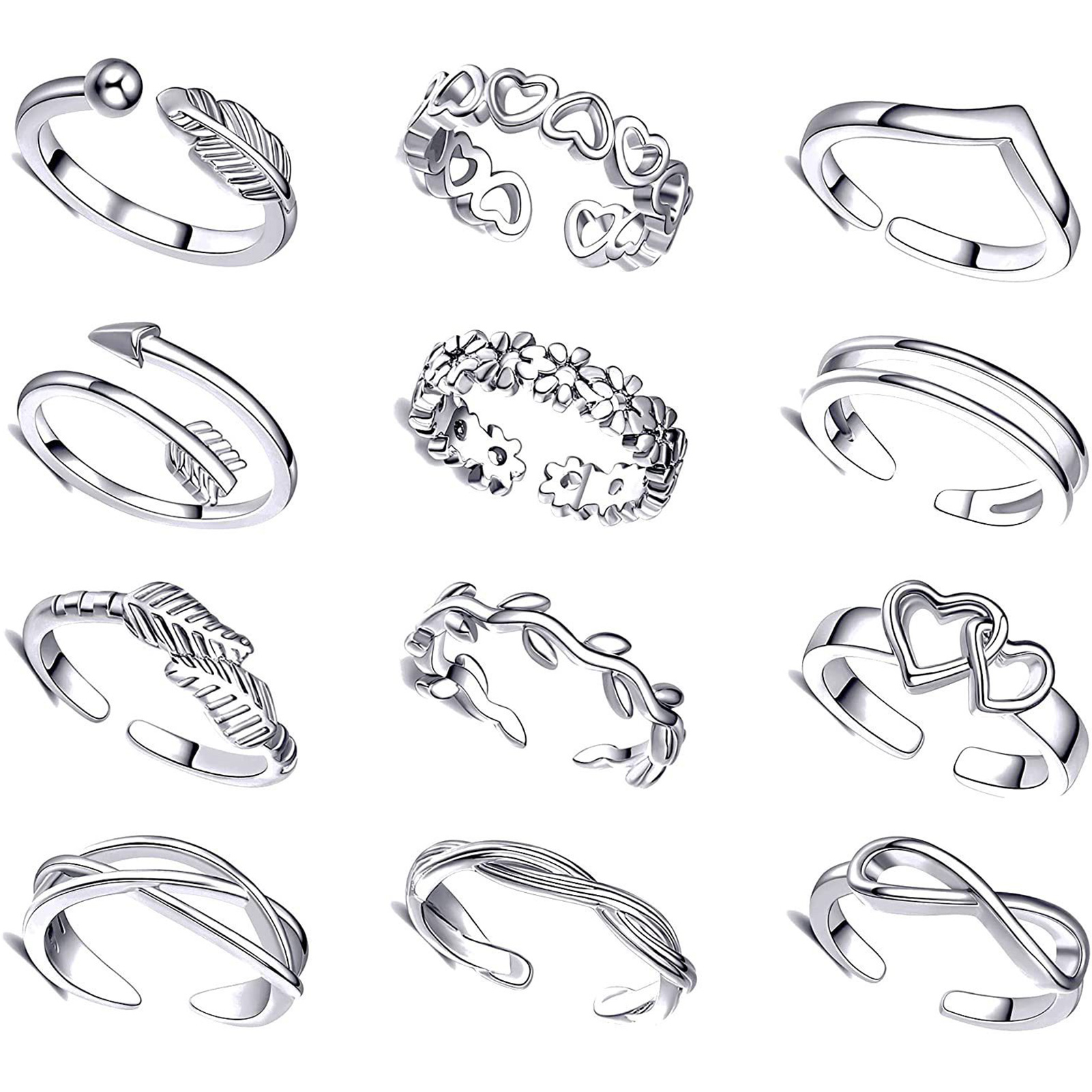 10/12Pcs Toe Rings for Women O - Body Jewelry Hoops 评论和价格