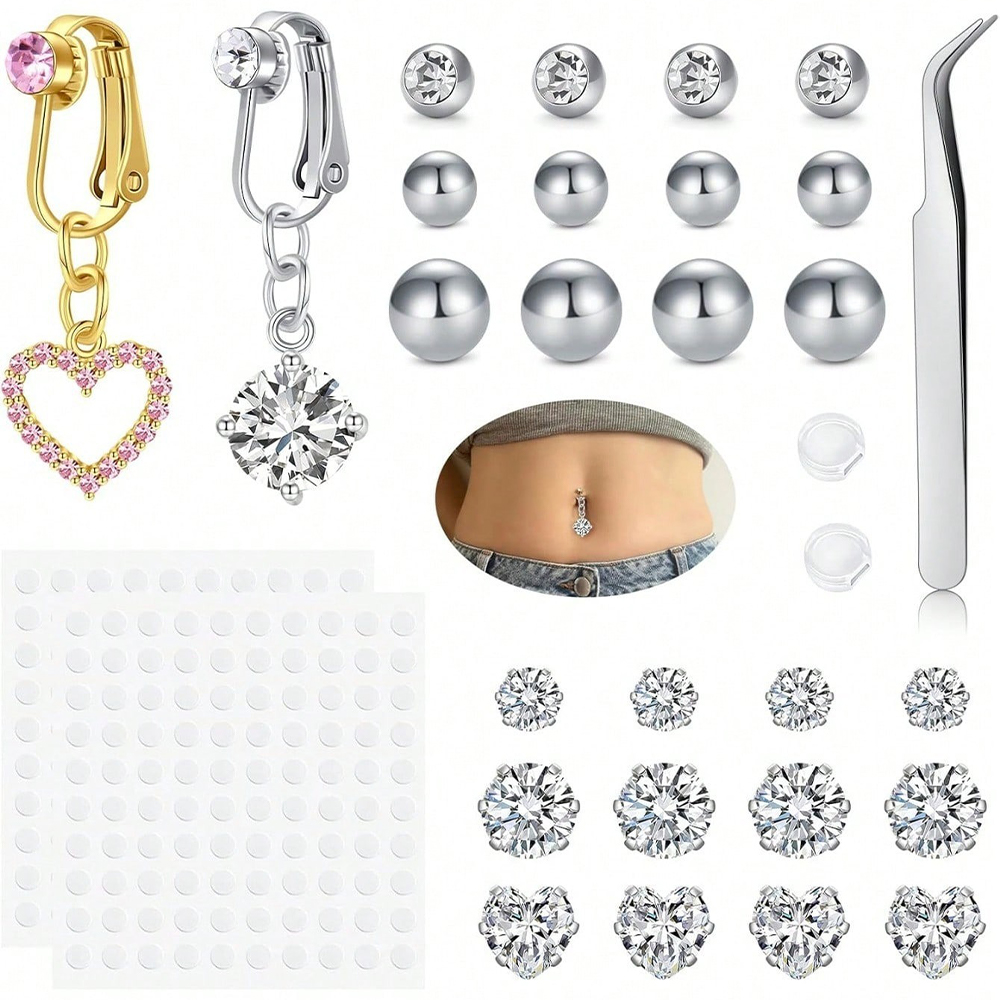 Gold Fake Belly Piercing Cubic - Body Jewelry And Piercing 评论和价格