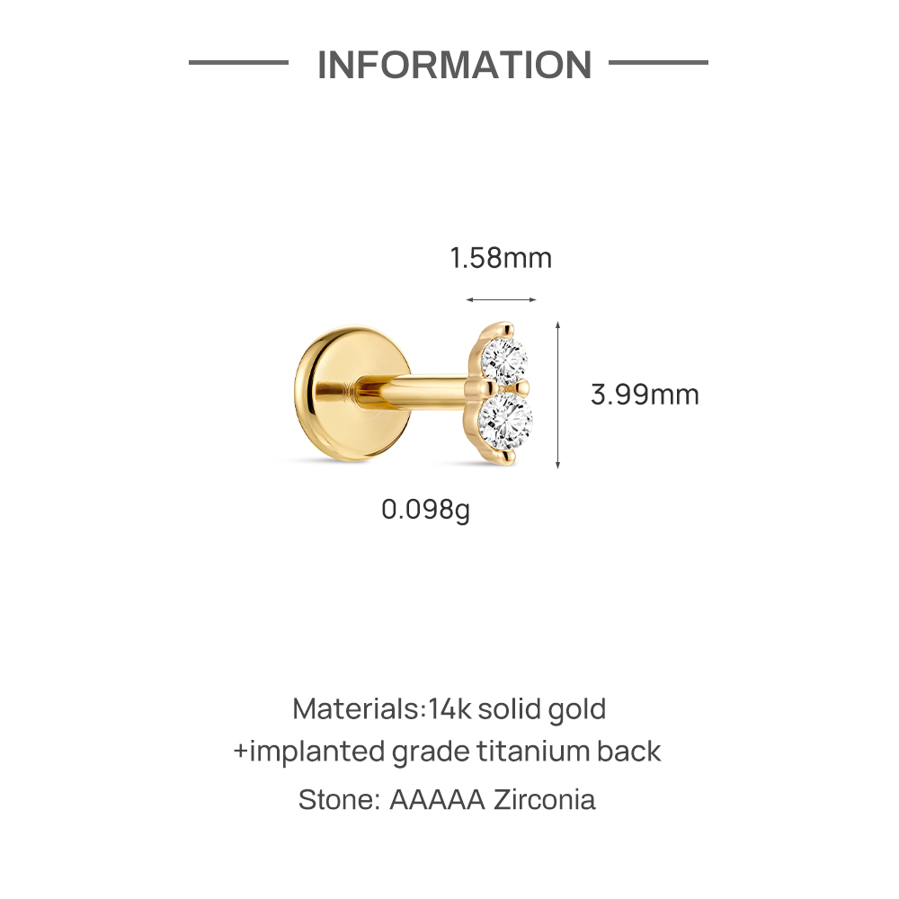 CANNER 1PC 14K Solid Gold Doub - Body Jewelry Titanium 评论和价格