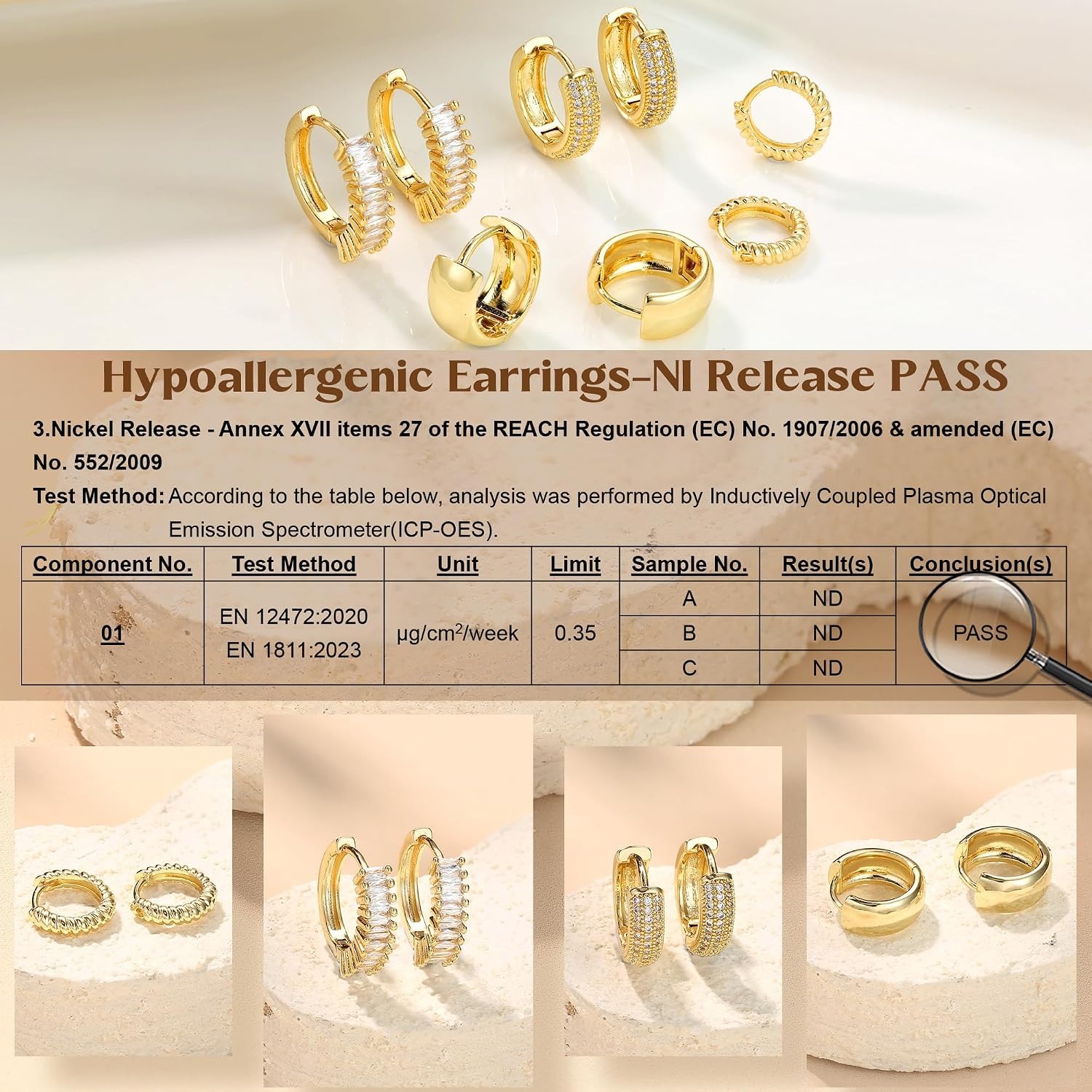 ORAZIO 4Pairs 14K Gold Plated  - Body Jewelry Trend 评论和价格