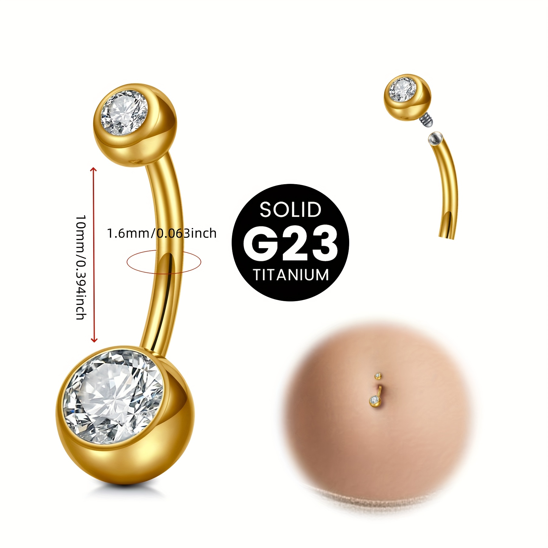 G23 titanium alloy Women's nav - Body Jewelry Materials 评论和价格