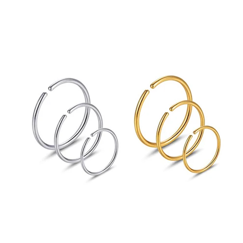 6pcs/lot Hypoallergenic Nose R - Body Jewelry Hoops 评论和价格