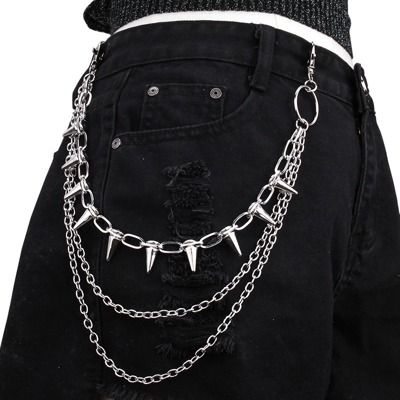 Hip Hop Punk Rock Metal Pants  - Body Jewelry Waist 评论和价格