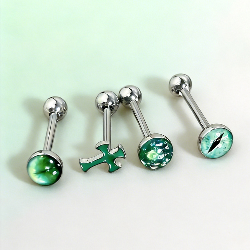 1Pc High-Quality Trendy Green  - Body Jewelry Titanium 评论和价格