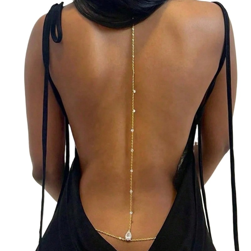 Bride Backless Rhinestone Wate - Body Jewelry Chest 评论和价格