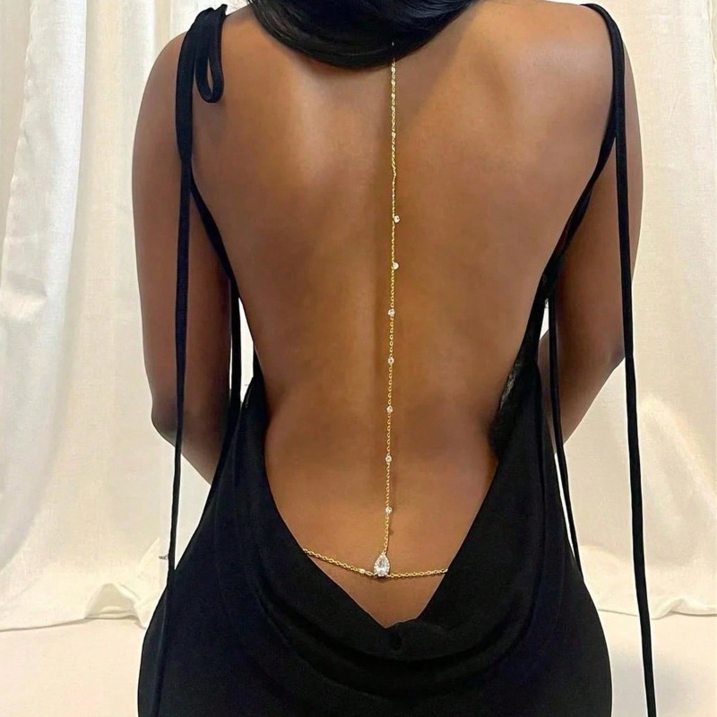 Bride Backless Rhinestone Wate - Body Jewelry Chest 评论和价格