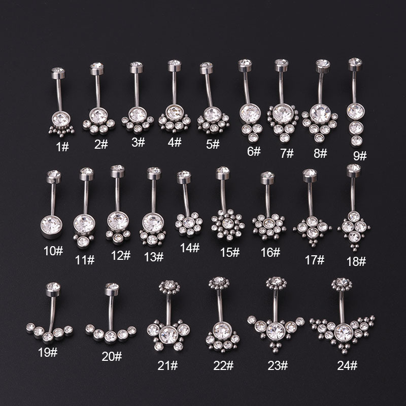Zircon Golden Belly Button Rin - Body Jewelry Titanium 评论和价格