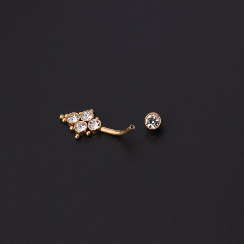 Zircon Golden Belly Button Rin - Body Jewelry Titanium 评论和价格