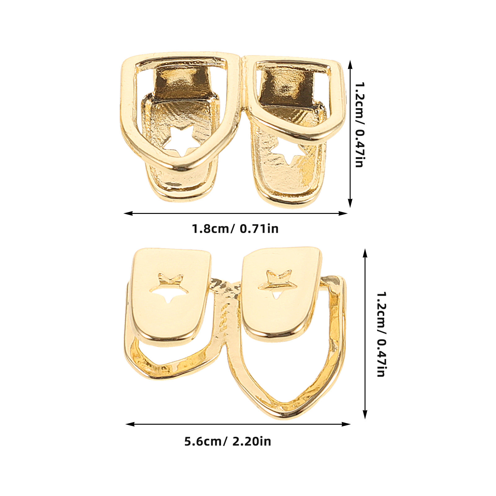 2Pcs Hip Hop Teeth Grills Copp - Body Jewelry Materials 评论和价格