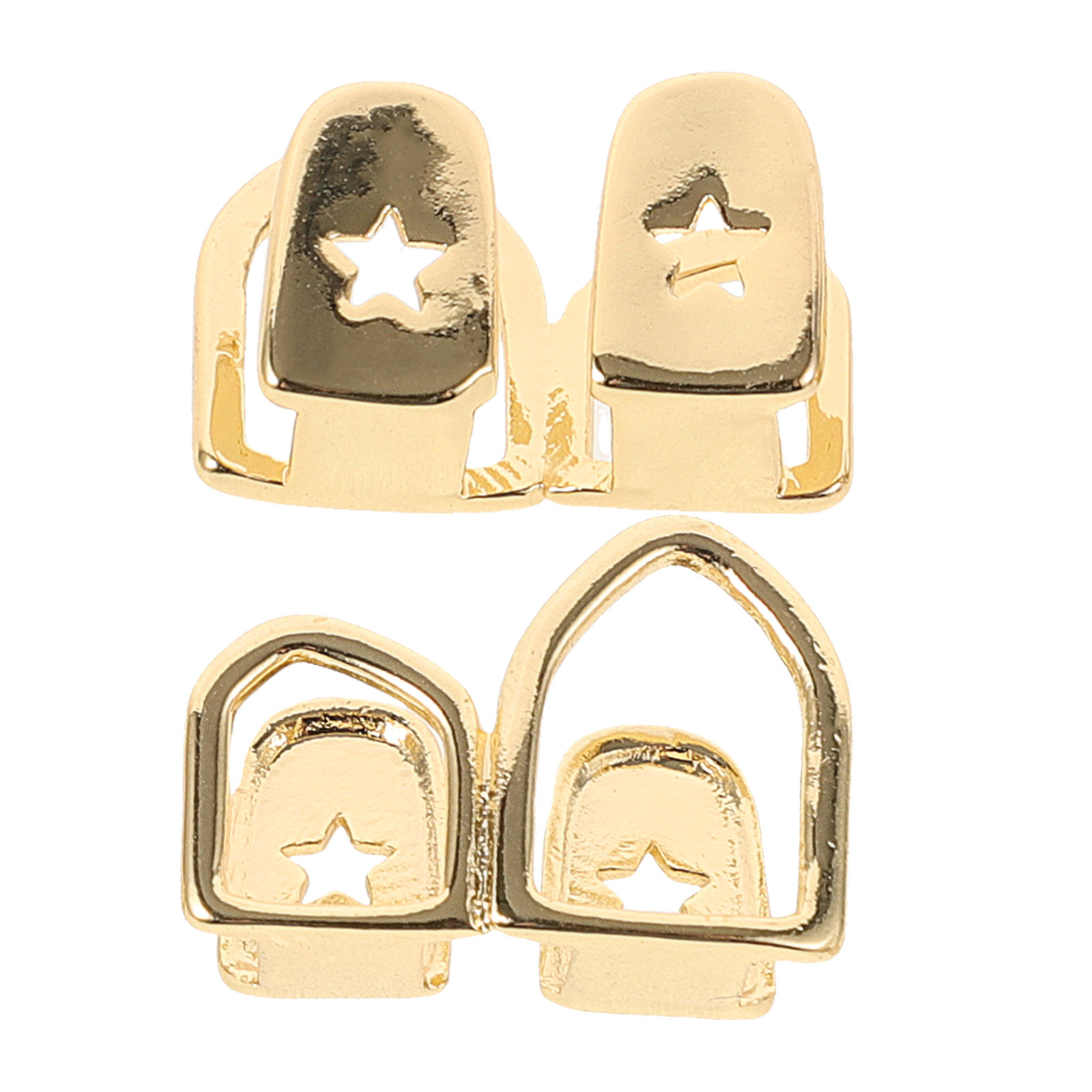 2Pcs Hip Hop Teeth Grills Copp - Body Jewelry Materials 评论和价格
