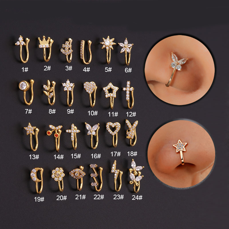 Fake Piercing Clip Nose Ring C - Body Jewelry Trend 评论和价格